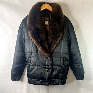 Greg Bell Faux Fur Collar Coat Black with Brown Fur Size‎ Small